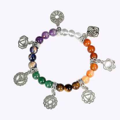 “Seven Lights” Chakra-Inspired Crystal Charm Bracelet - Begonia L