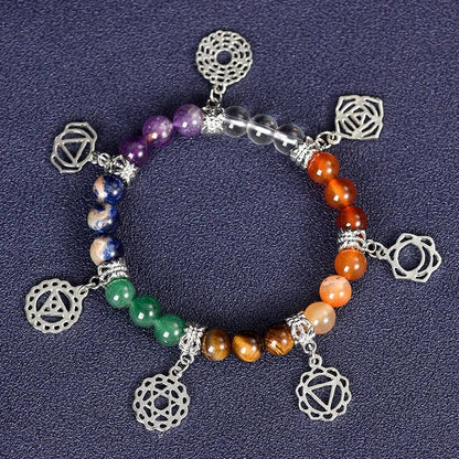 “Seven Lights” Chakra-Inspired Crystal Charm Bracelet - Begonia L