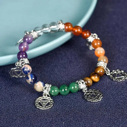 “Seven Lights” Chakra-Inspired Crystal Charm Bracelet - Begonia L