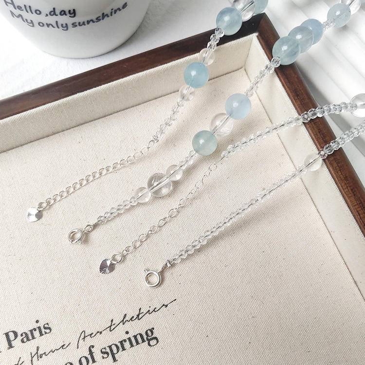 Aquamarine × Clear Quartz | Double-Layer Healing Necklace - Begonia L