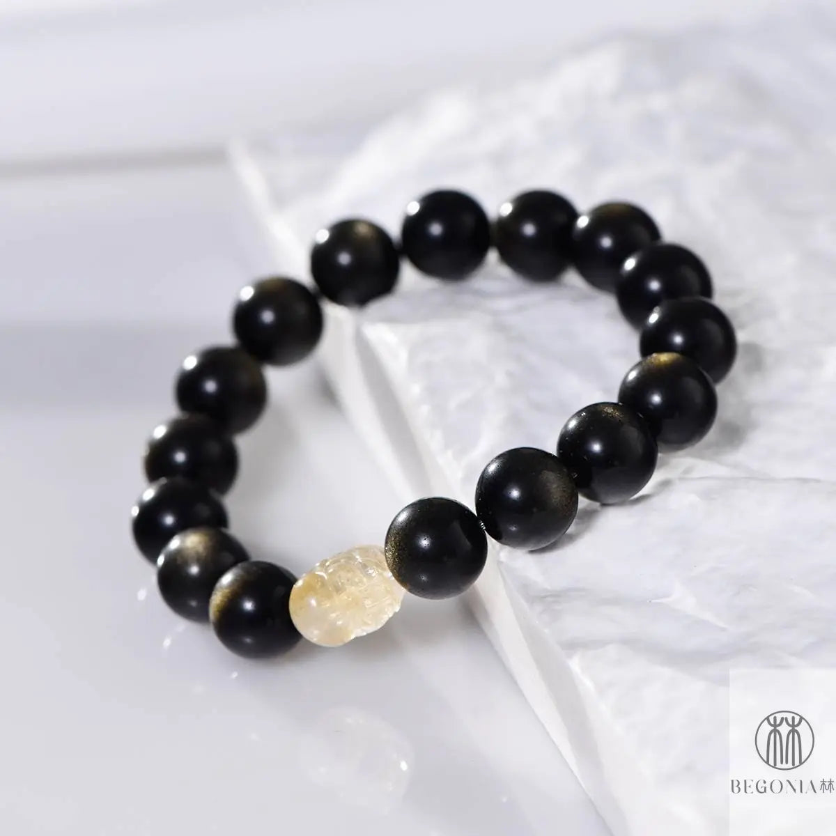 Golden Obsidian & Citrine Pixiu Protection Bracelet - Begonia L