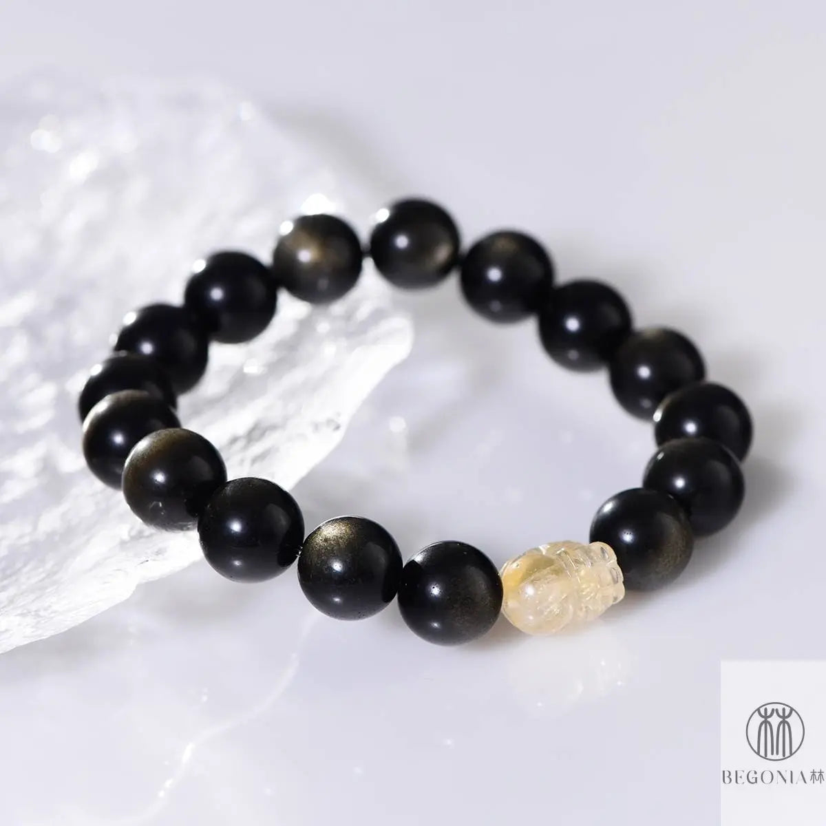 Golden Obsidian & Citrine Pixiu Protection Bracelet - Begonia L