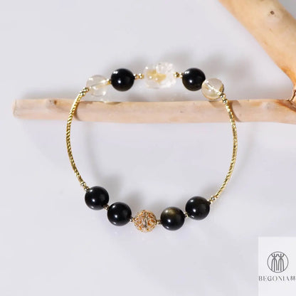 Golden Obsidian & Citrine Pixiu Protection Bracelet - Begonia L