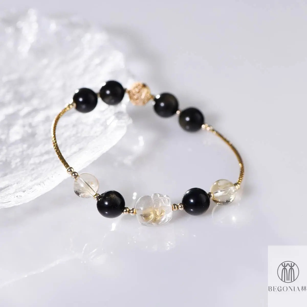 Golden Obsidian & Citrine Pixiu Protection Bracelet - Begonia L