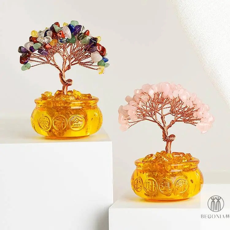 Crystal Gem Tree in Wealth Bowl (81 Stones) - Begonia L