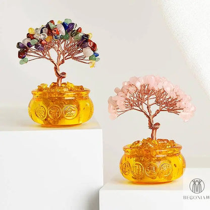 Crystal Gem Tree in Wealth Bowl (81 Stones) - Begonia L