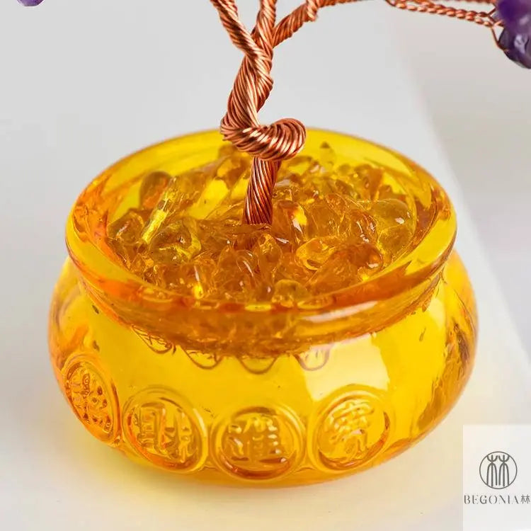 Crystal Gem Tree in Wealth Bowl (81 Stones) - Begonia L