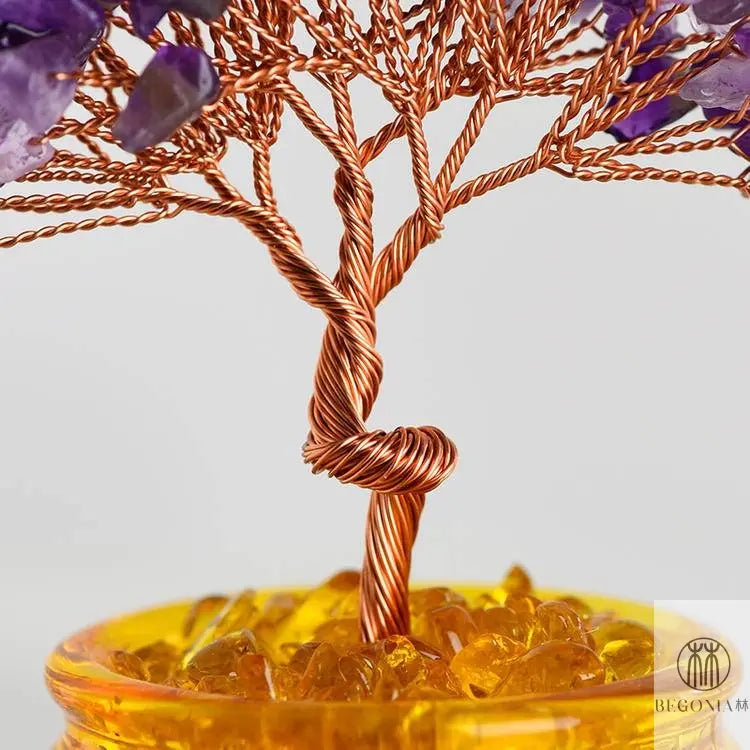 Crystal Gem Tree in Wealth Bowl (81 Stones) - Begonia L