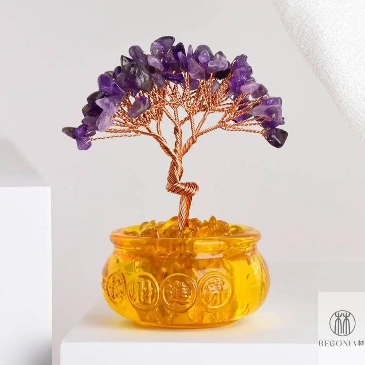 Crystal Gem Tree in Wealth Bowl (81 Stones) - Begonia L