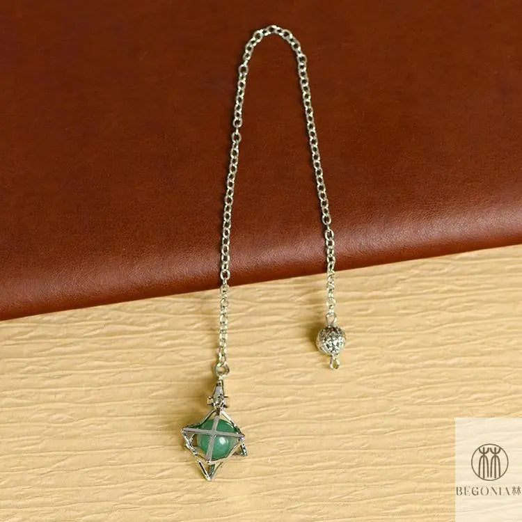 Merkaba Crystal Pendulum Necklace (Hollow Metal Star Tetrahedron) - Begonia L