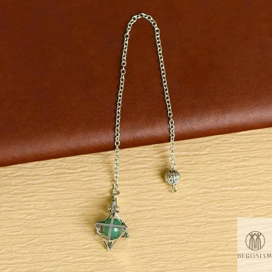 Merkaba Crystal Pendulum Necklace (Hollow Metal Star Tetrahedron) - Begonia L