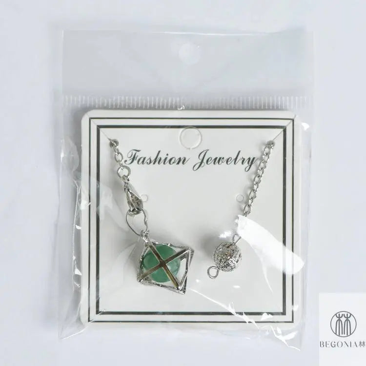 Merkaba Crystal Pendulum Necklace (Hollow Metal Star Tetrahedron) - Begonia L