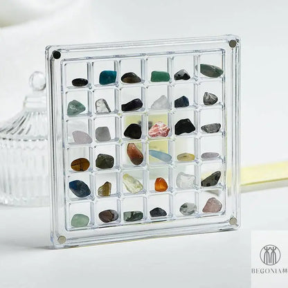 Gemstone Display Box: Acrylic Specimen Grid Collector Case - Begonia L