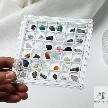 Gemstone Display Box: Acrylic Specimen Grid Collector Case - Begonia L