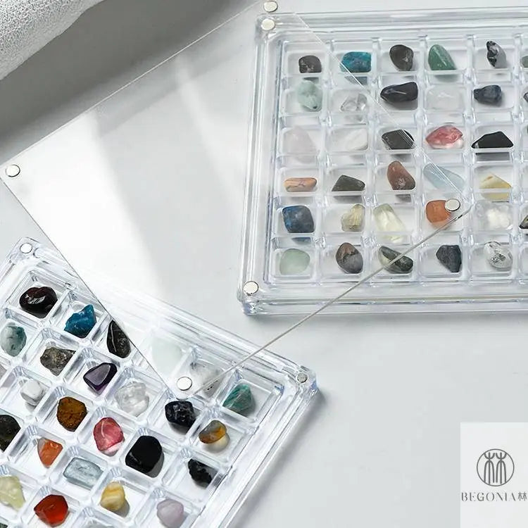 Gemstone Display Box: Acrylic Specimen Grid Collector Case - Begonia L