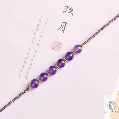Minimal Amethyst Necklace: Dainty Layering Collarbone Chain - Begonia L