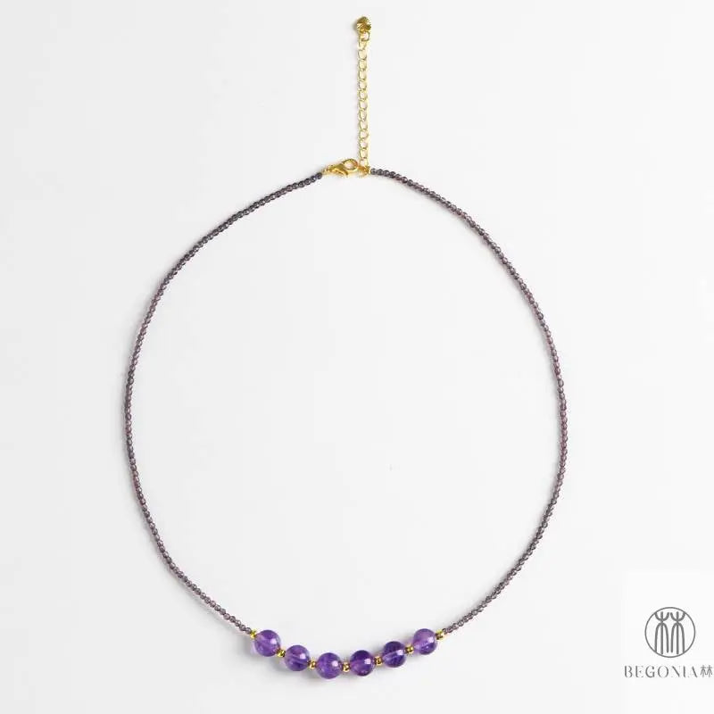 Minimal Amethyst Necklace: Dainty Layering Collarbone Chain - Begonia L