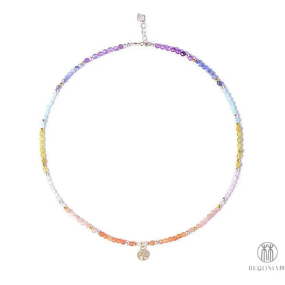Harmony Cycle Necklace: Tree of Life Warm Energy Beaded Chain - Begonia L