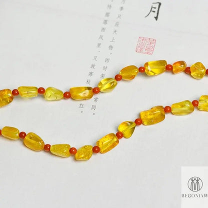 Amber Necklace: Warm Sun Tassel Dainty Collarbone Chain - Begonia L
