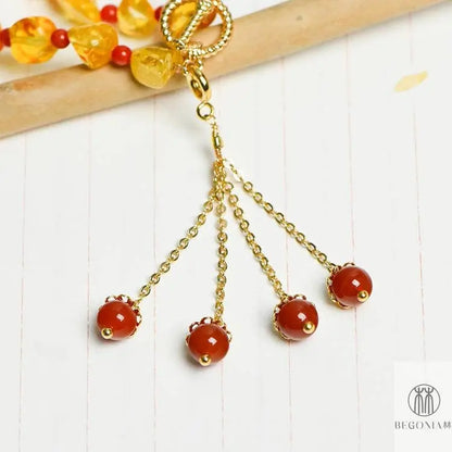 Amber Necklace: Warm Sun Tassel Dainty Collarbone Chain - Begonia L