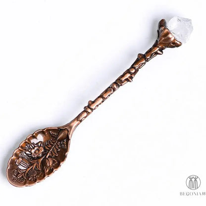 Vintage Gemstone Spoon: Coffee, Tea & Dessert Crystal Ritual Stirrer - Begonia L