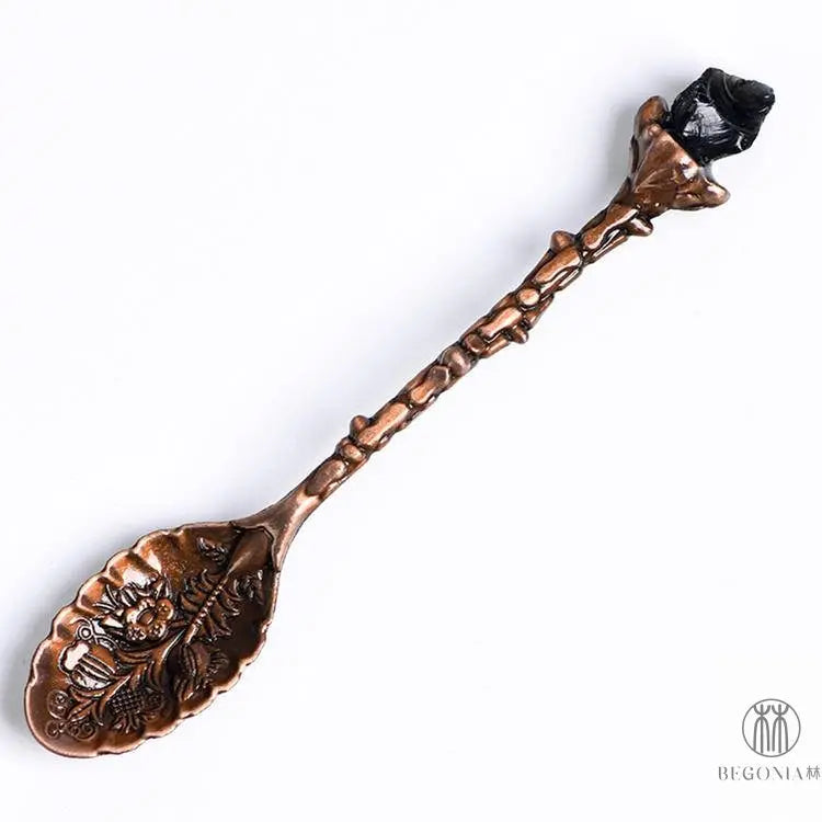 Vintage Gemstone Spoon: Coffee, Tea & Dessert Crystal Ritual Stirrer - Begonia L