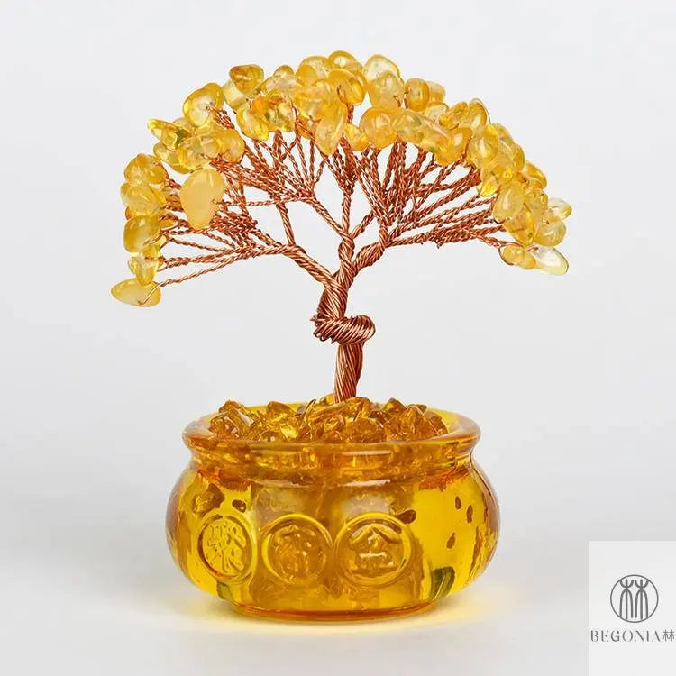 Crystal Gem Tree in Wealth Bowl (81 Stones) - Begonia L