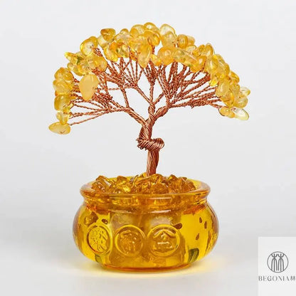 Crystal Gem Tree in Wealth Bowl (81 Stones) - Begonia L