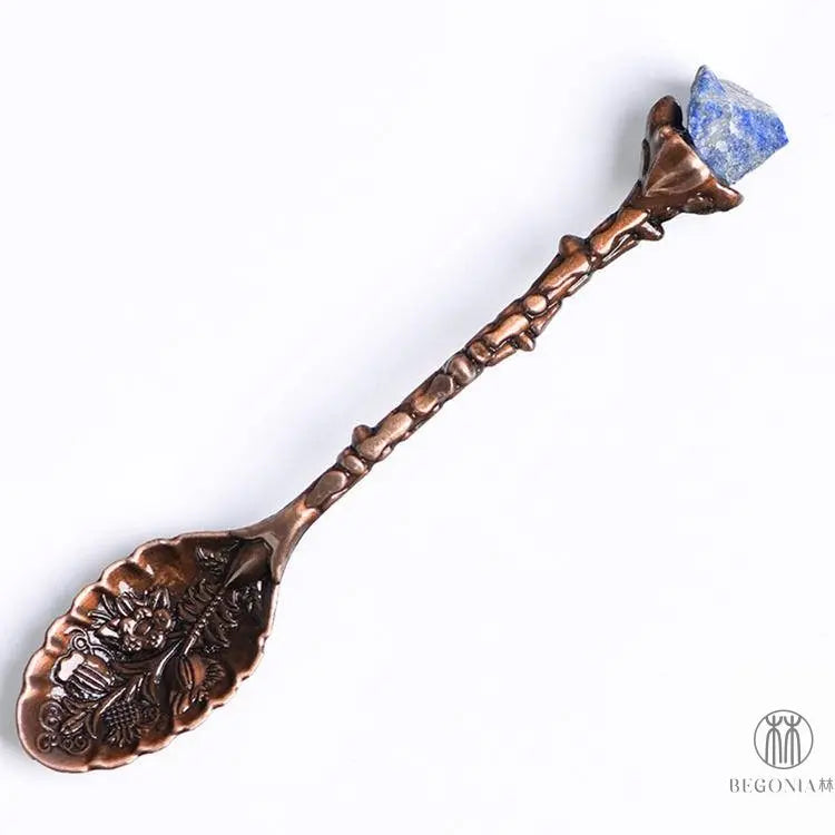 Vintage Gemstone Spoon: Coffee, Tea & Dessert Crystal Ritual Stirrer - Begonia L
