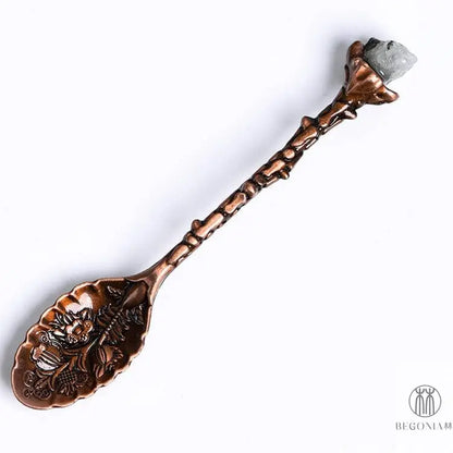 Vintage Gemstone Spoon: Coffee, Tea & Dessert Crystal Ritual Stirrer - Begonia L