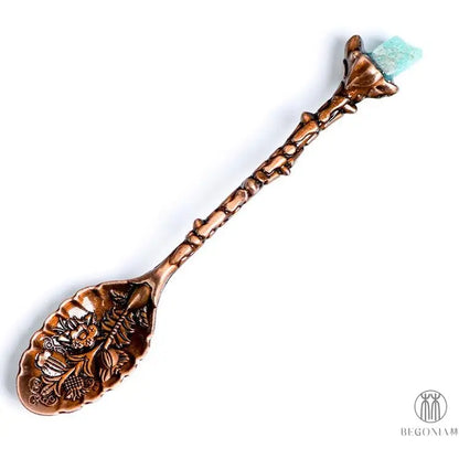 Vintage Gemstone Spoon: Coffee, Tea & Dessert Crystal Ritual Stirrer - Begonia L