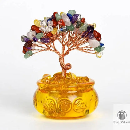Crystal Gem Tree in Wealth Bowl (81 Stones) - Begonia L