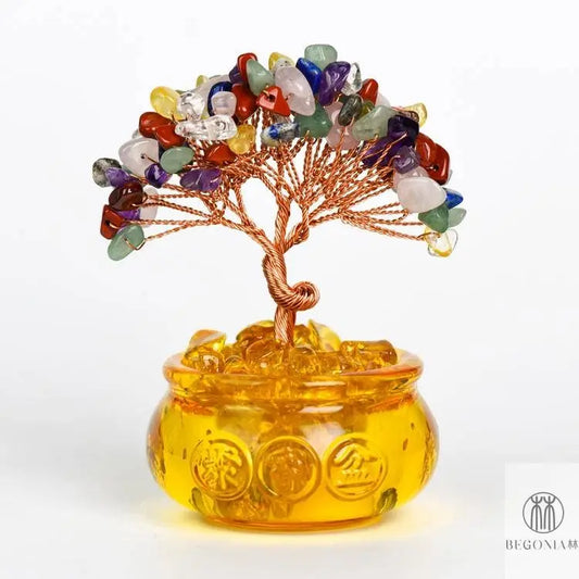 Crystal Gem Tree in Wealth Bowl (81 Stones) - Begonia L